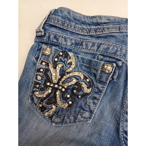 Miss Me Capri Bermuda Short Rhinestone Blue Sz 12 - Picture 5 of 12